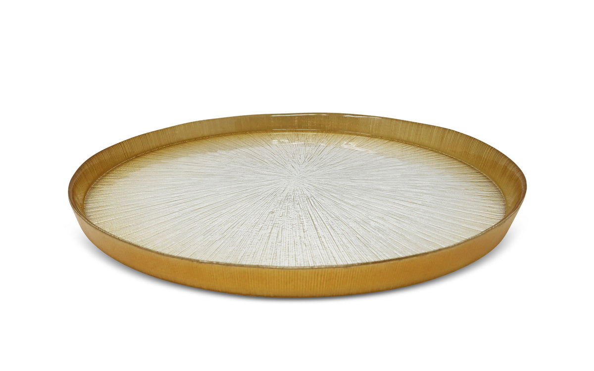 Crystal Glass Platter with Gold Border Classic Touch Decor