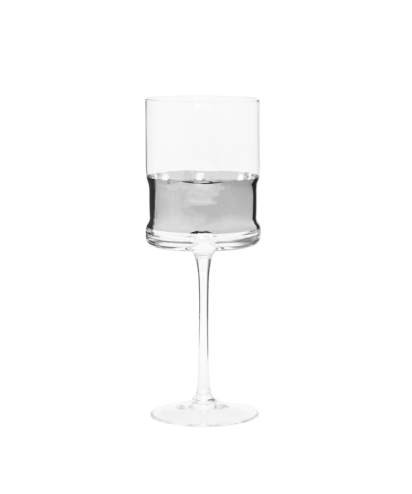 Set of 6 Glasses with Silver Stripe and Clear Base