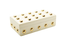 Load image into Gallery viewer, Beige Wood Decorative Box With Gold Ball Design