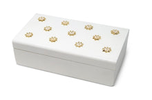 Load image into Gallery viewer, White Wooden Decorative Box with Gold Flower Beads
