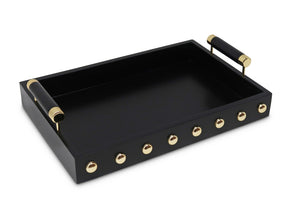 High Gloss Decorative Tray with Gold Ball Deign and Handles