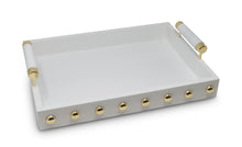 Load image into Gallery viewer, High Gloss White Decorative Tray with Gold Ball Deign and Handles