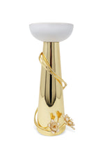 Load image into Gallery viewer, Porcelain Candlestick with Gold Flower Detail, 13&quot;H
