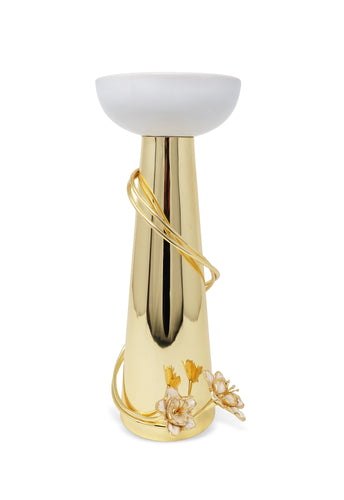 Porcelain Candlestick with Gold Flower Detail, 13