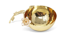Load image into Gallery viewer, Glass Dish with Gold Enamel Flower Design on Handle
