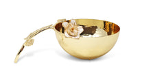 Load image into Gallery viewer, Glass Dish with Gold Enamel Flower Design on Handle