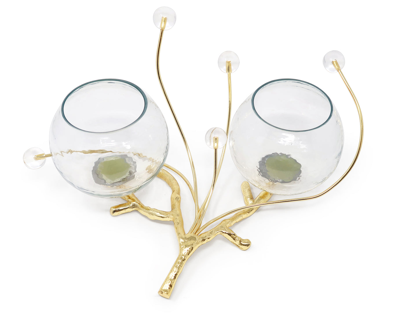 2 Bowl Branch Centerpiece with Ball Design - 12.6