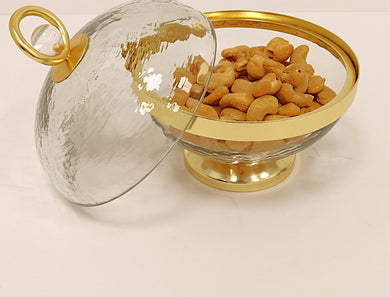 Jar with Gold Detail and Clear Ball Knob - 5.5