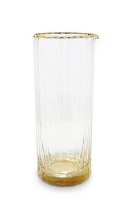 Glass Optic Pitcher with Gold Base and Rim, 9.75"H