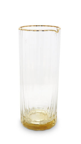Glass Optic Pitcher with Gold Base and Rim, 9.75
