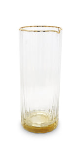 Glass Optic Pitcher with Gold Base and Rim, 9.75"H