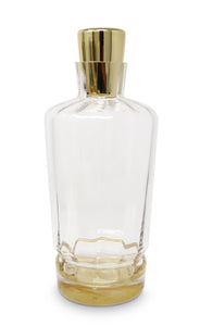 Glass Optic Whiskey Decanter with Gold Cover and Base, 8.75"H