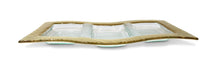 Load image into Gallery viewer, Glass 3 Sectional Wavy Relish Dish with Gold Border - 14.75&quot;L