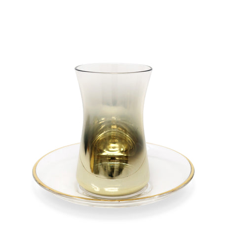 Tea Set of 6 with Gold Ombre Design, 3.9 oz