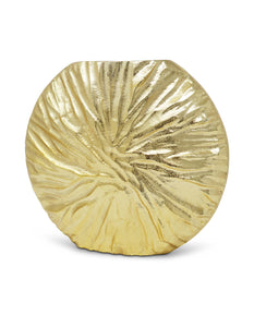 Gold Crumpled Circular Vase, 8.25"H