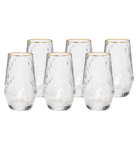 Set of 6 Tumblers with Gold Rim