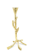 Load image into Gallery viewer, Gold Taper Candle Holder with Branch Design, 2 sizes