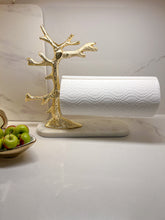 Load image into Gallery viewer, Gold Tree Design Paper Towel Holder On Marble Base