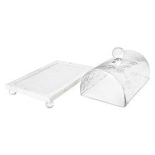 Load image into Gallery viewer, Marble Cake Plater with Glass Cover and Ball Knob - 10.4&quot;L