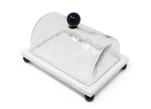 Load image into Gallery viewer, Marble Cake Plater with Glass Cover and Ball Knob - 10.4&quot;L