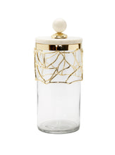 Load image into Gallery viewer, Glass Canister with Gold Mesh Design, 11.25&quot;