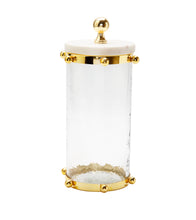 Load image into Gallery viewer, Hammered Glass canister with Gold Ball Design