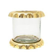 Load image into Gallery viewer, Hammered Glass Canister with Lined Ruffle and Marble Lid