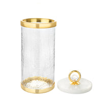 Load image into Gallery viewer, Canister with Marble Lid and Clear Ball Knob (3 Size Options)