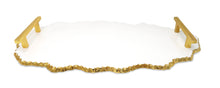 Load image into Gallery viewer, White Marble Platter with Gold Handles - 19.25&quot;L