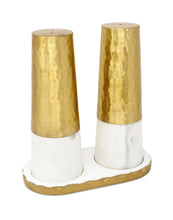 Load image into Gallery viewer, Marble and Gold Salt &amp; Pepper Shaker  Set on Tray, 8&quot;