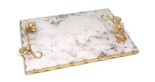 Load image into Gallery viewer, White Marble Tray with Enamel Flower Handle