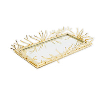 Load image into Gallery viewer, Rectangular Decorative Mirrror Tray with Gold Design Border
Large