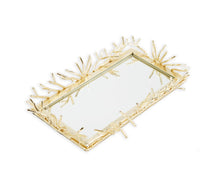 Load image into Gallery viewer, Rectangular Decorative Mirrror Tray with Gold Design Border
Large