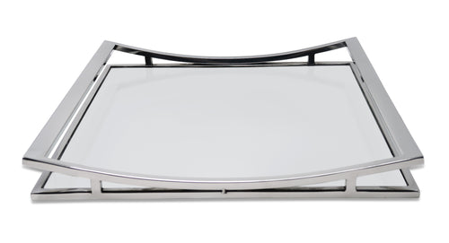 Square Mirror Tray with Silver Walls