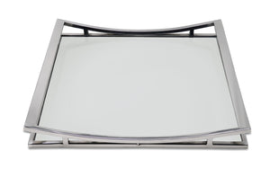 Square Mirror Tray with Silver Walls