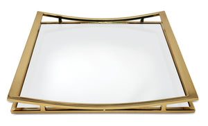 Square Mirror Tray with Silver Walls