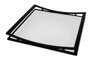 Square Mirror Tray with Silver Walls