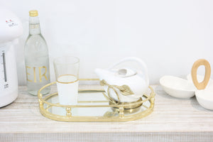 Gold Oval Mirror Tray