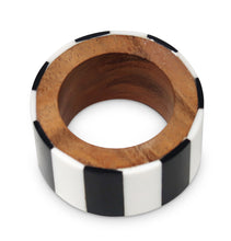 Load image into Gallery viewer, S/4 Wooden Napkin Rings Black &amp; White