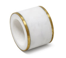 Load image into Gallery viewer, S/4 Napkin Rings White Marble with Gold Border