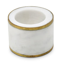 Load image into Gallery viewer, S/4 Napkin Rings White Marble with Gold Border