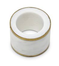 Load image into Gallery viewer, S/4 Napkin Rings White Marble with Gold Border