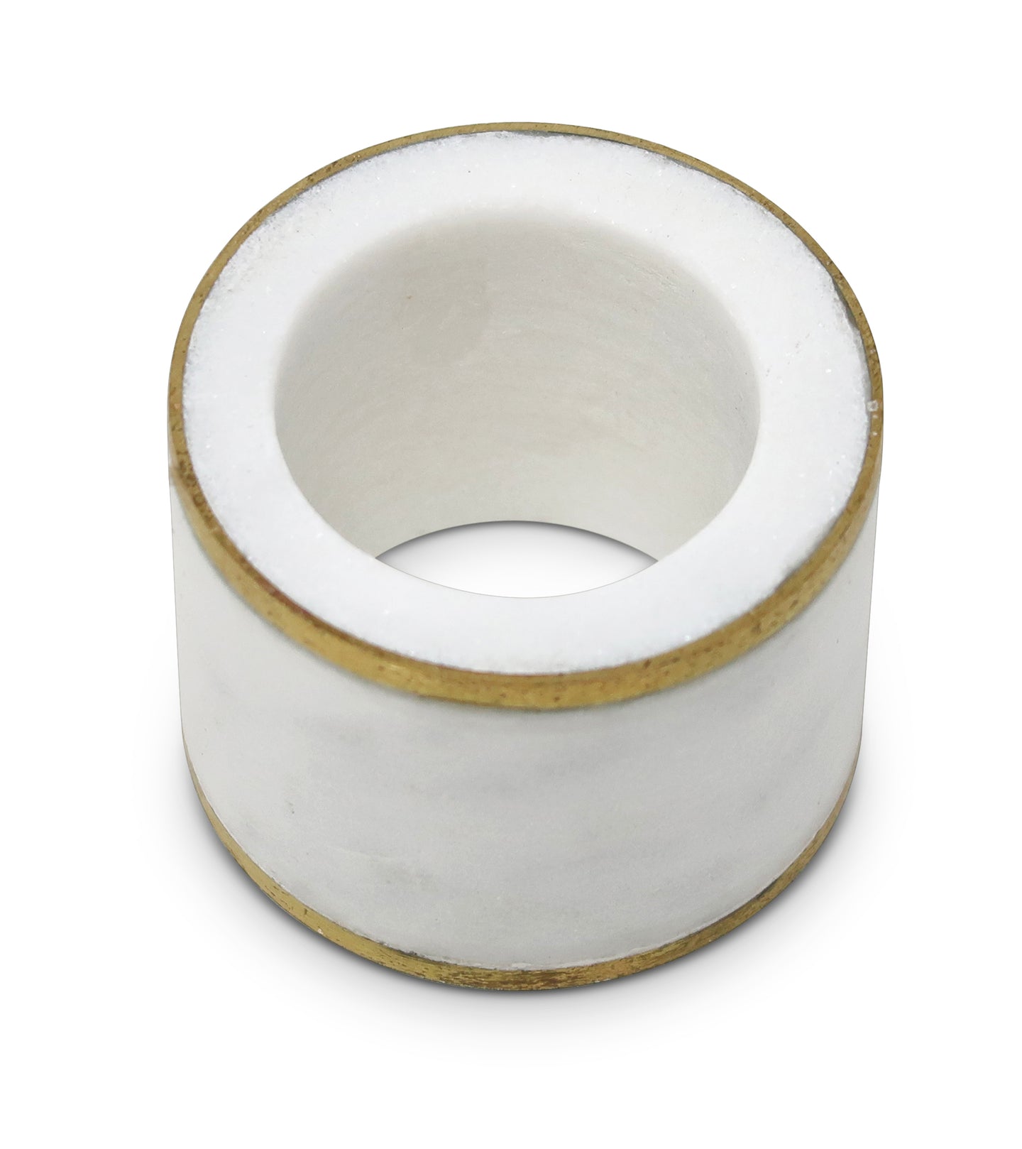 S/4 Napkin Rings White Marble with Gold Border