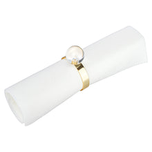 Load image into Gallery viewer, S/4 Napkin Rings Gold with Clear Ball Detail - 2&quot;