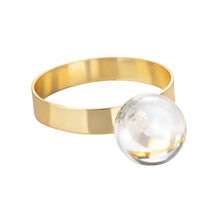 Load image into Gallery viewer, S/4 Napkin Rings Gold with Clear Ball Detail - 2&quot;