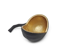 Set of 2 Black and Gold Nut Shaped Bowls
