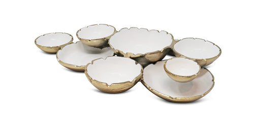 Multiple Cluster Bowl White and Gold