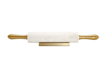 Load image into Gallery viewer, White Marble Rolling Pin with Hammered Handles and Base