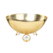 Load image into Gallery viewer, Salad Bowl with Glass Insert Gold and Clear Ball Legs - 11"D