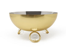 Load image into Gallery viewer, Large Salad Bowl Silver Inner Gold Outer with Ball Legs